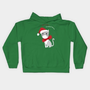 Meowy Catmas, Merry Christmas Pun Kids Hoodie